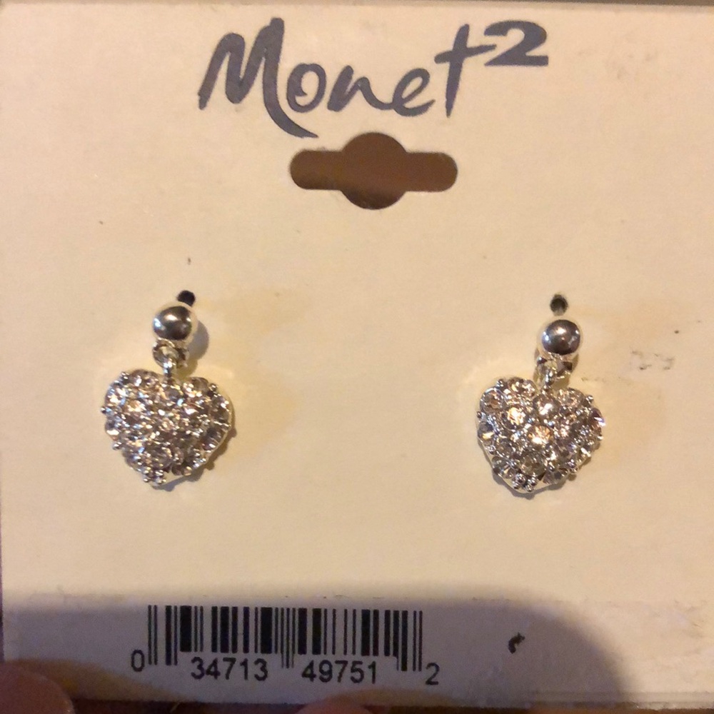 Steel dangle heart with post earrings